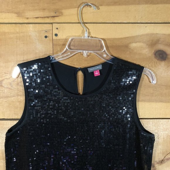 Vince Camuto Sleeveless Sequenced Tank Top Shirt Womens Size Small Open Back - Picture 2 of 10